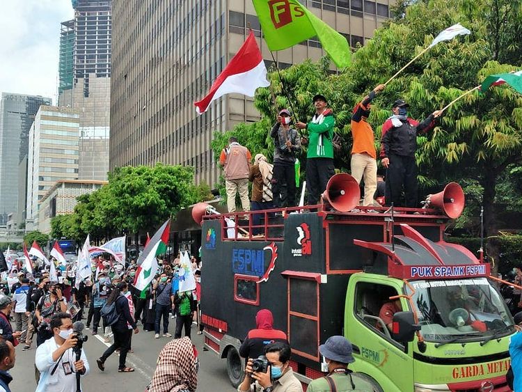 Headline Nasional | Massa Buruh Desak PBB Tindak Tegas Kebrutalan Israel
