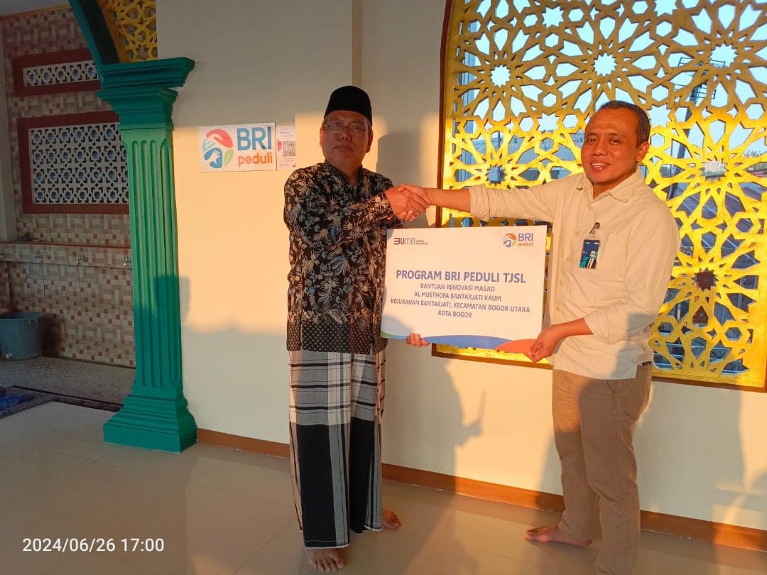 BRI Bogor Pajajarann Salurkan TJSL Pembangunan Perluasan Masjid Al-Musthofa